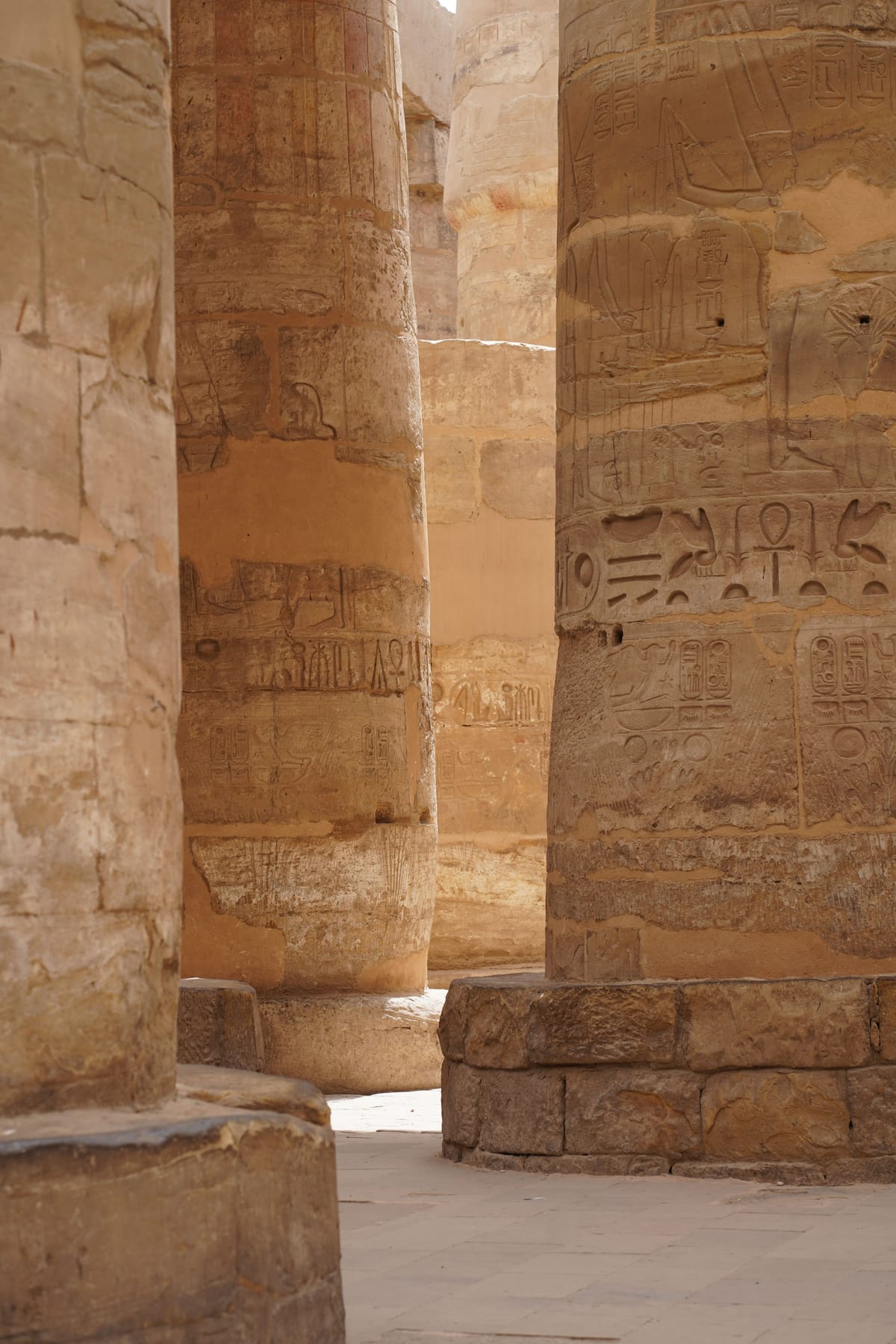 Hieroglyph-carved columns of Luxor Temple